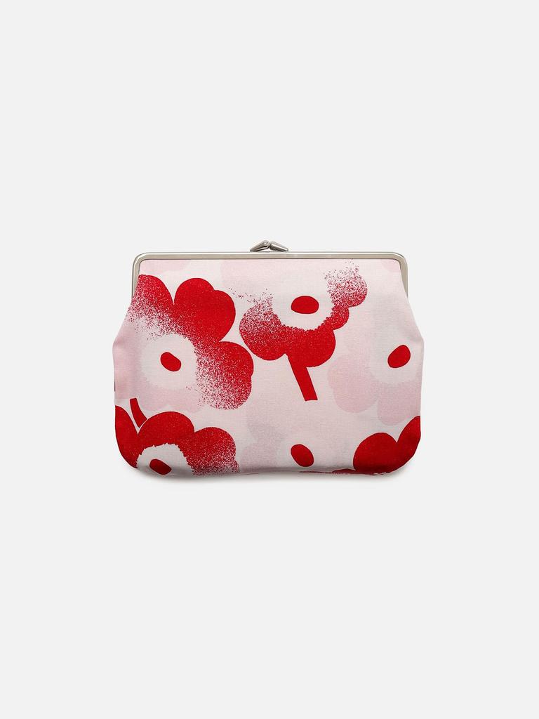 Marimekko Mini Unikko Haivahdys Puolikas Kukkaro Clasp Pouch, Women's, 52152259473821, Light Pink and Red