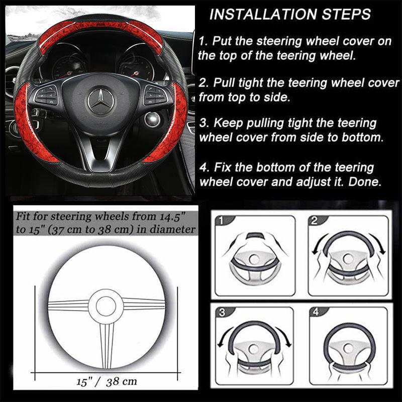 New Panda Peach Wood Steering Wheel Cover Anti-slip Wear Four Seasons Universal Round Handle Cover
