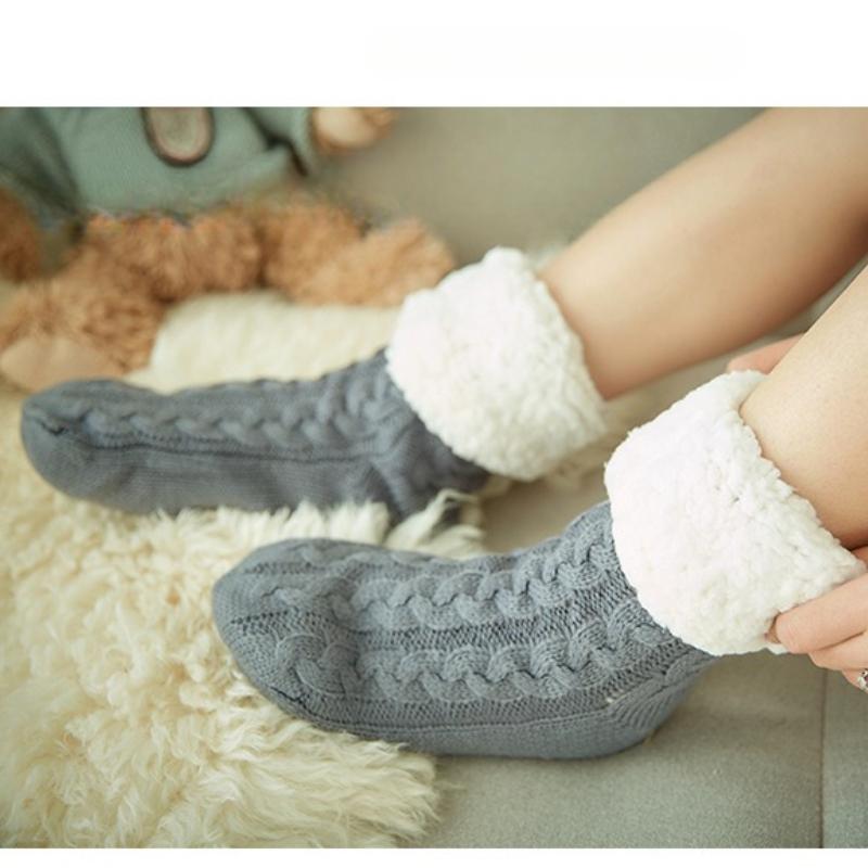 Winter Fuzzy Women Socks Plush Anti Non Slip Grip Soft Thick Fluffy Thermal Female Floor Short Sock
