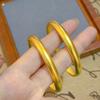 Gold-Plated Lotus Heart Sutra Women's Bracelet - Niche Luxury, Wide Solid Design, Ancient Style