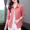 Elegant French Spring Blouse for Mid Age Women Plus Size Lapel Casual Shirt Fashionable Top
