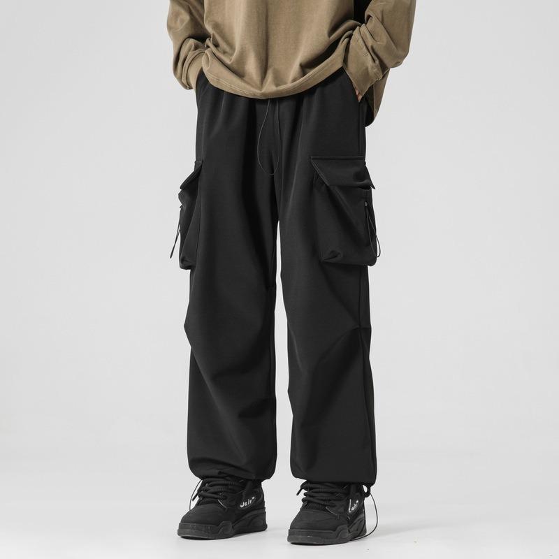 Overalls Men's Spring and Autumn Loose Straight Versatile Casual Pants Solid Color Sports Wide Leg Pants Boys