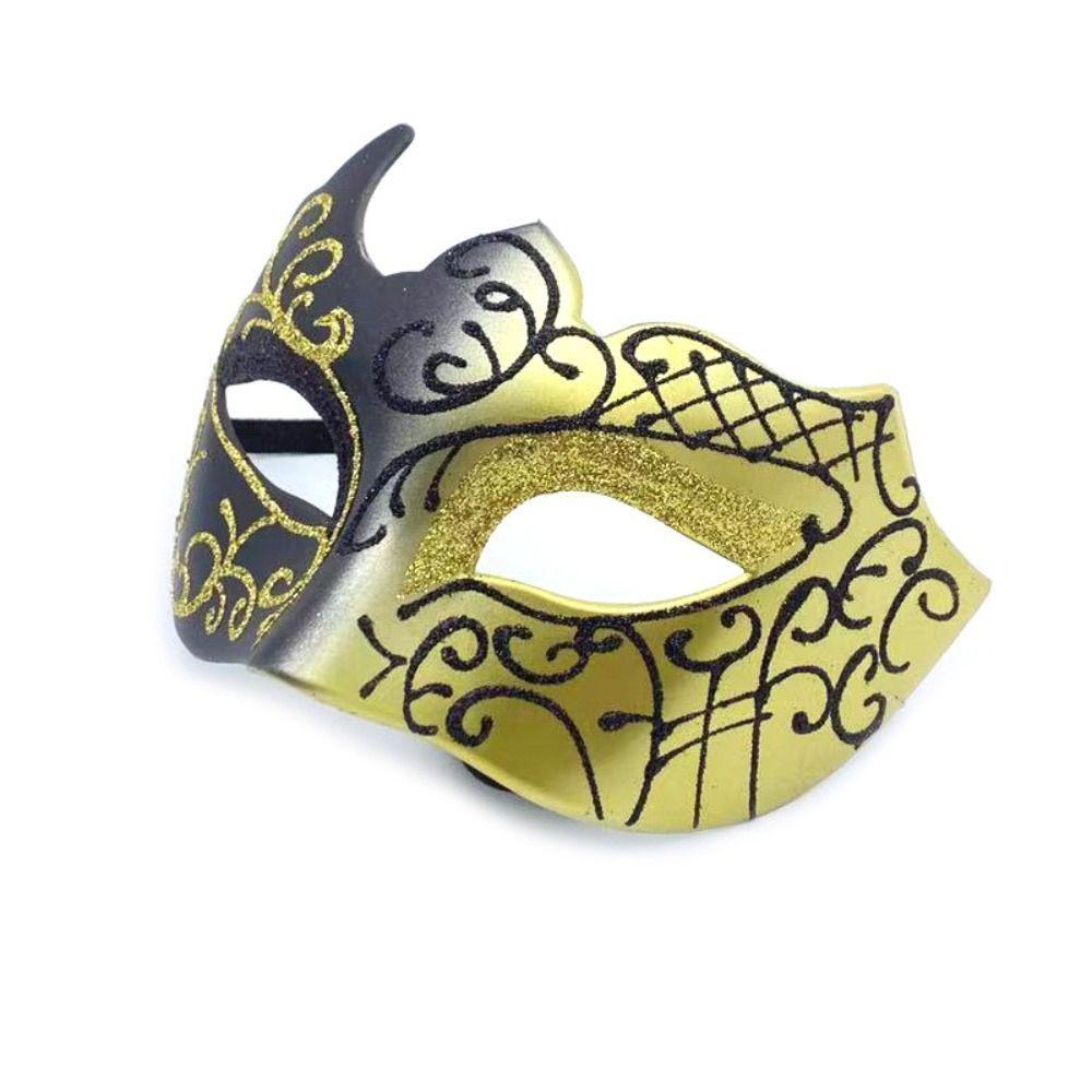 1Pc Party Bar Make-Up Ball Halbe Gesicht Männer Gemalt Gold Pulver Maske Glitter Maske Party Cosplay Requisiten