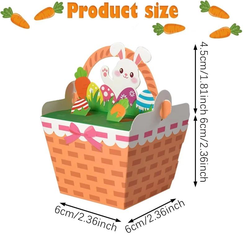 10 Pack 3D Bunny Design Easter Gift Boxes With Handles Adorable Easter Egg Print Candy Cookie Containers For Spring Party Favors