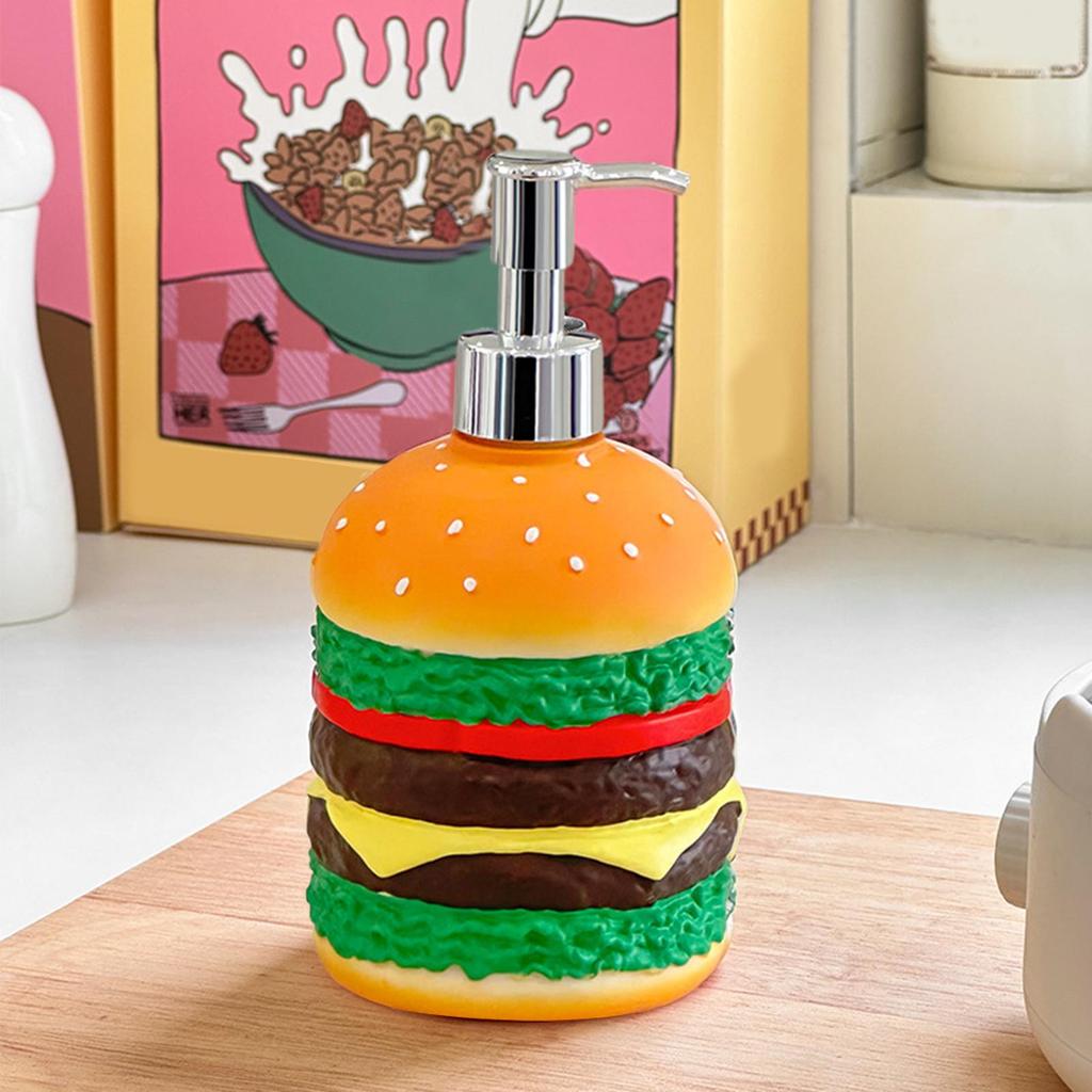 Cute Hamburger Shaped Press Soap Dispenser Hamburger Dishwashing Liquid Holder Kitchen Decorative Countertop Soap Dispenser
