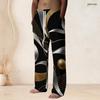 Men S Plus Size Drawstring Waist Geometric Printed Black Gold Silver Straight Leg Full Length Beach Pants