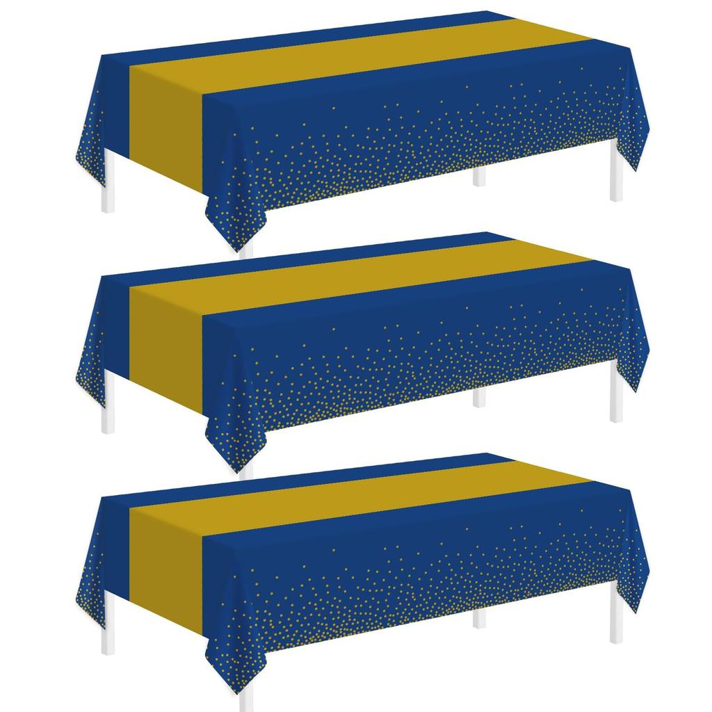 Childom 3 Pack Graduation Tablecloth,Graduation Decorations Class of 2026 Graduation Party Decorations,54"x108" Black and Gold Plastic Table Cloth Dis