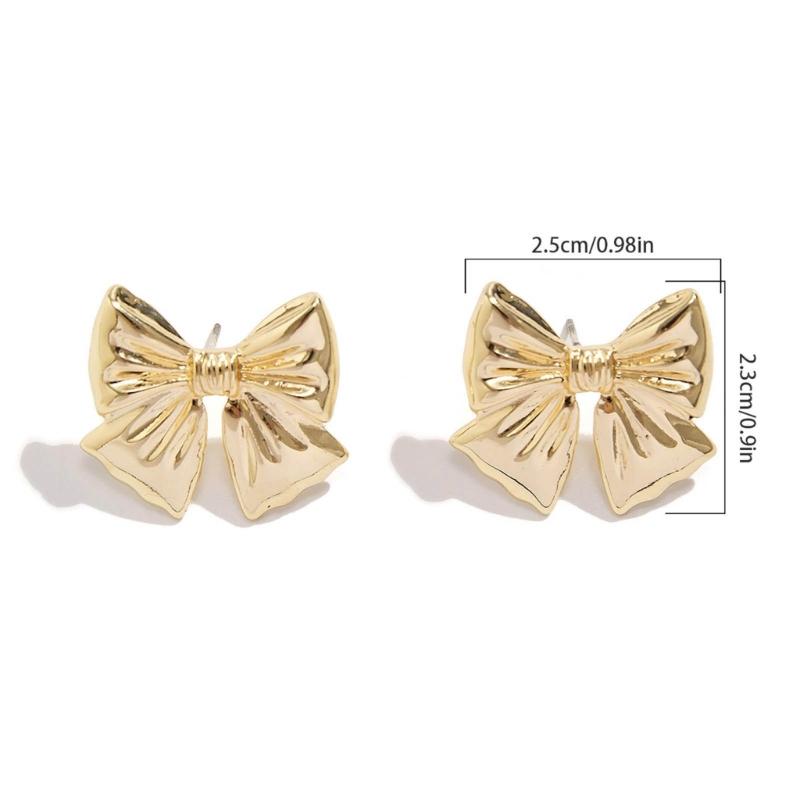 Elegant Metal Bowknot Ear Studs Fashion Stud Earrings Sweet Cool Piercing Earrings Statement Jewelry Women Birthday Gift