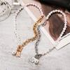 Fashion Chain Pearl Necklace for Women Baroque Pearl Metal Charm Pendant Necklaces Choker Snake Chain Jewelry Gold Silver Color