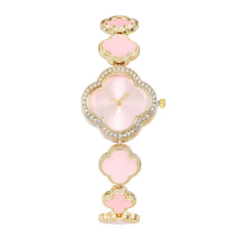 Emerald Four-Leaf Clover Quartz Women's Bracelet Watch - Light Luxury Retro Fashion