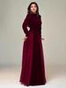Spring 2026 Women's Gold Velvet Chiffon Slim-Fit Dress