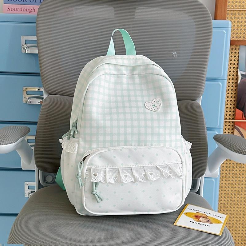 Schoolbag High Value Casual Plaid Small Fresh Primary School Students Versatile Polka Dot Light College Students Large Capacity Backpack
