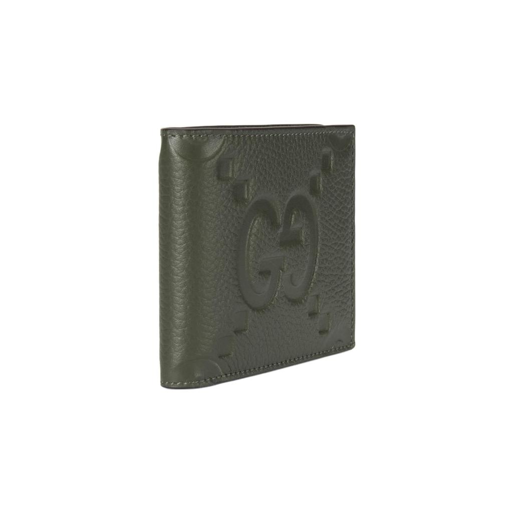 Gucci Jumbo GG Double G Logo Embossed Flap Leather Wallet Men wallet Dark-Green 739475-AABY0-3346