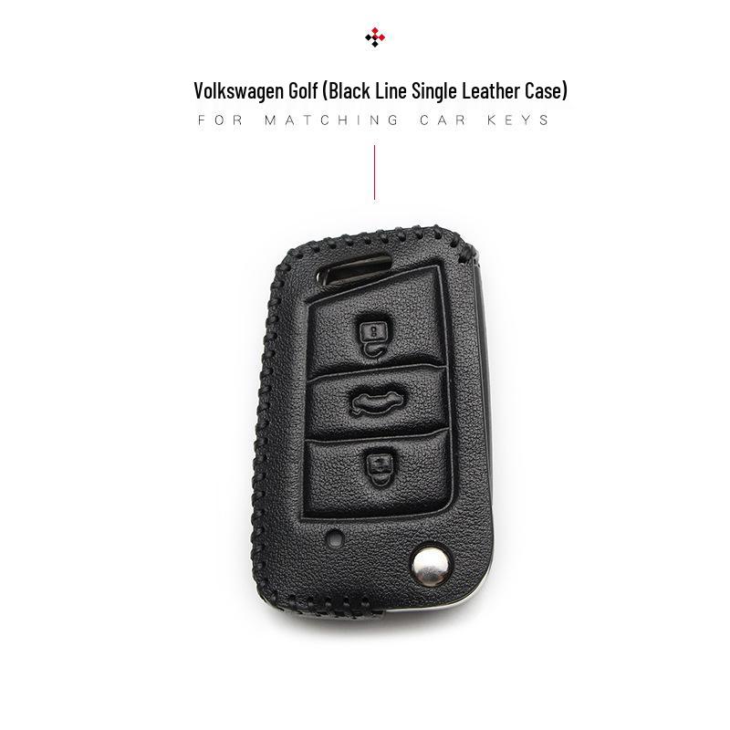 Key Case for Volkswagen: Compatible with 2017+ Magotan, Golf B8, Passat, Tiguan, Lavida, Bora - Genuine Leather