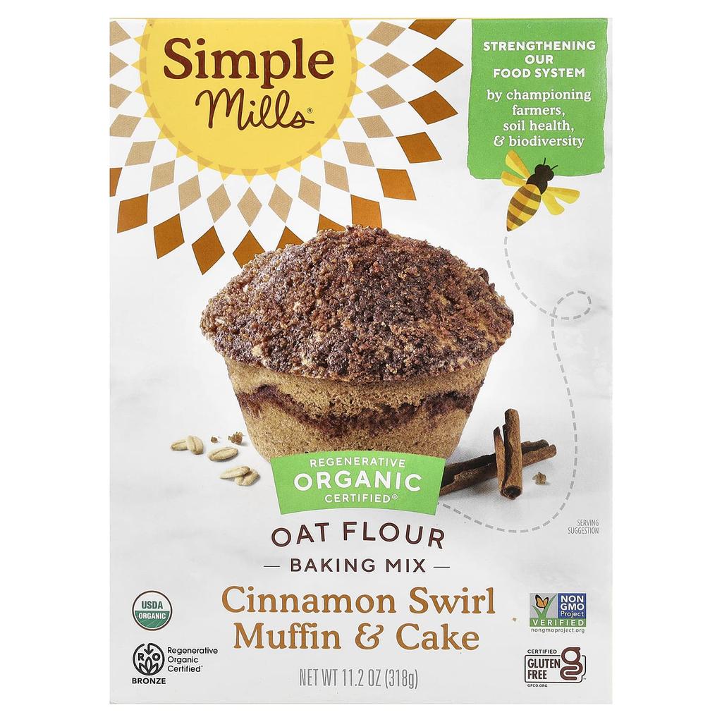 Simple Mills, Organic Oat Flour, Muffin & Cake Mix, Cinnamon Swirl, 318g (11.2oz)