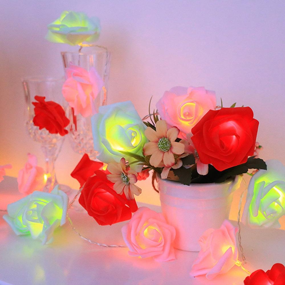 Romantic LED Rose String Lights 1.5/3 M Flower Garland Rose Flower Lights 10/20 LED Warm White Fairy Lights Bedroom Decor