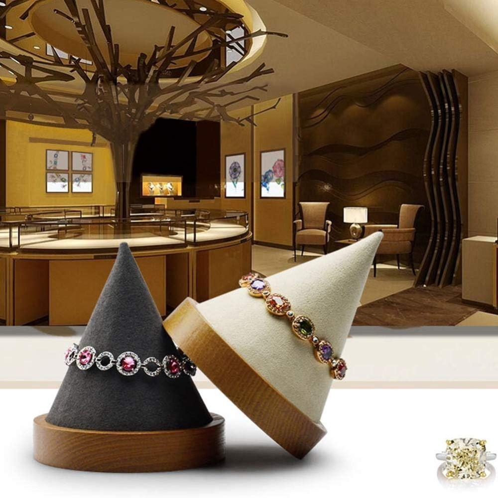Wooden Cone Necklace Storage Rack Countertop Display Cone Bracelet Stand  Home Jewelry Organization