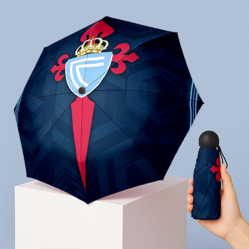 Celta Vigo FC Mini 5 Fold Pocket Umbrella Compact Lightweight Anti UV Rain Sun Protection Umbrella Portable Travel Umbrella
