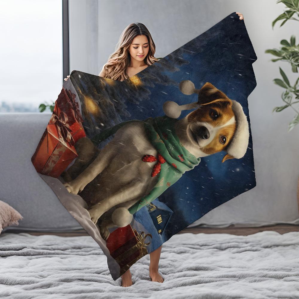 Tuniu Cute Dog Winter Fleece Blanket Sofa Bed Throw for Kids Teens Adults Gift