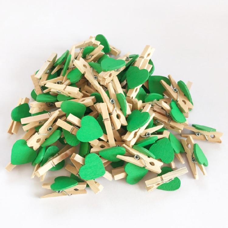 DIY Craft Wooden Clips Natural Wood Clothespins Love Heart 50pcs Colored Heart