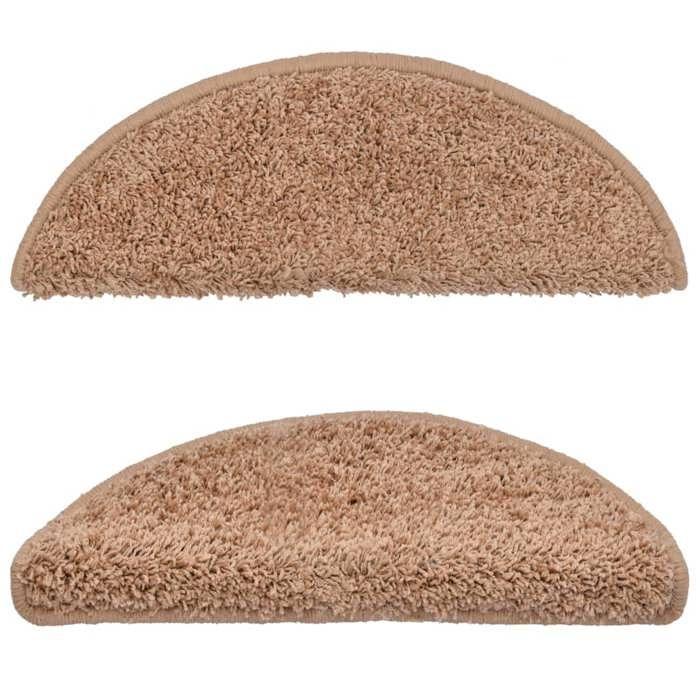 VidaXL Tapis d'escalier 15 pièces 65 x 21 x 4 cm Beige Demi-rond Grand 133902