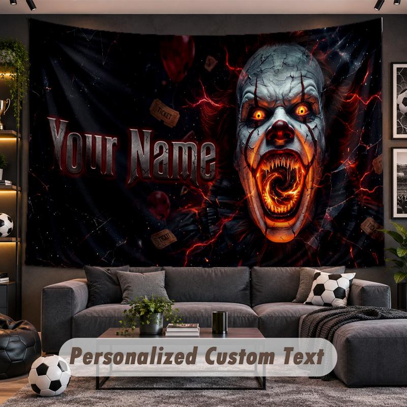 IT Pennywise Personalized Tapestry Support Custom Name, Wall Art Home Decoration