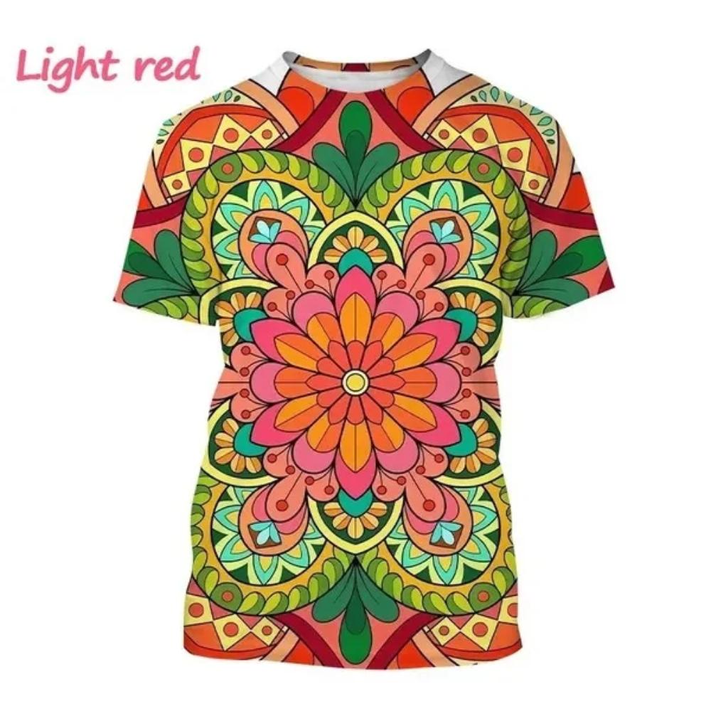 Summer Women's 3D Printing T-shirt Sparkling Camo Mandala Art T-shirt O-Neck Large Short Sleeve Casual Top