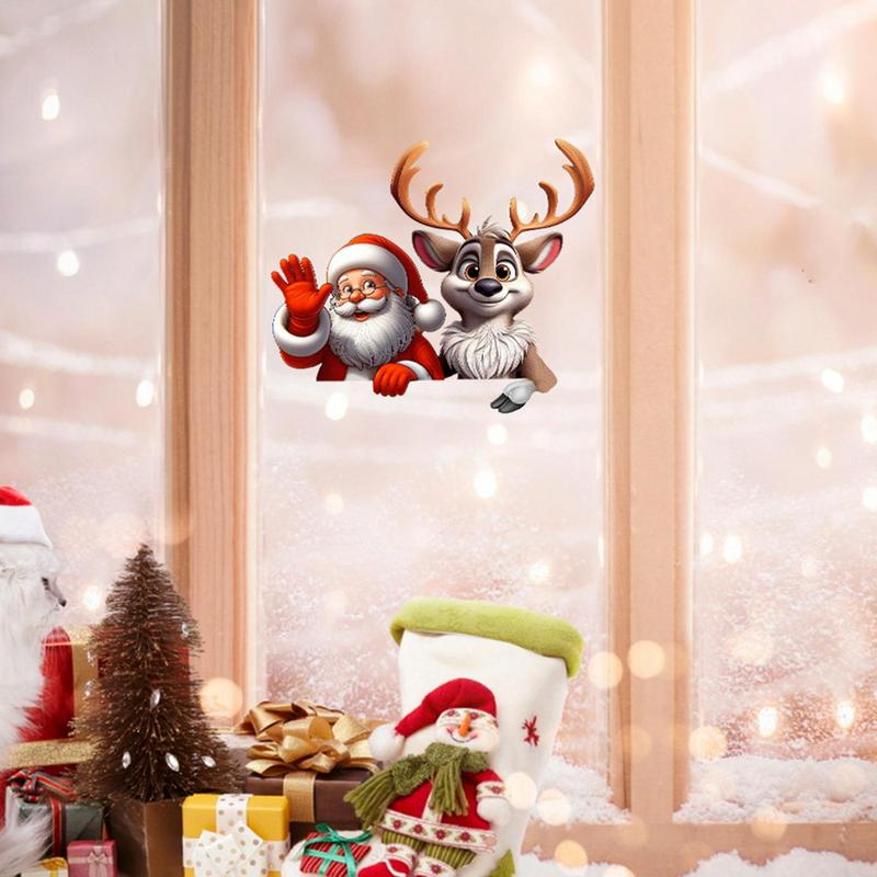 Auto Fensteraufkleber Weihnachtsfensteraufkleber Weihnachtsdekorationen Weihnachtsmann Elch Auto Heckscheibenaufkleber Dekoratives Fahrzeug