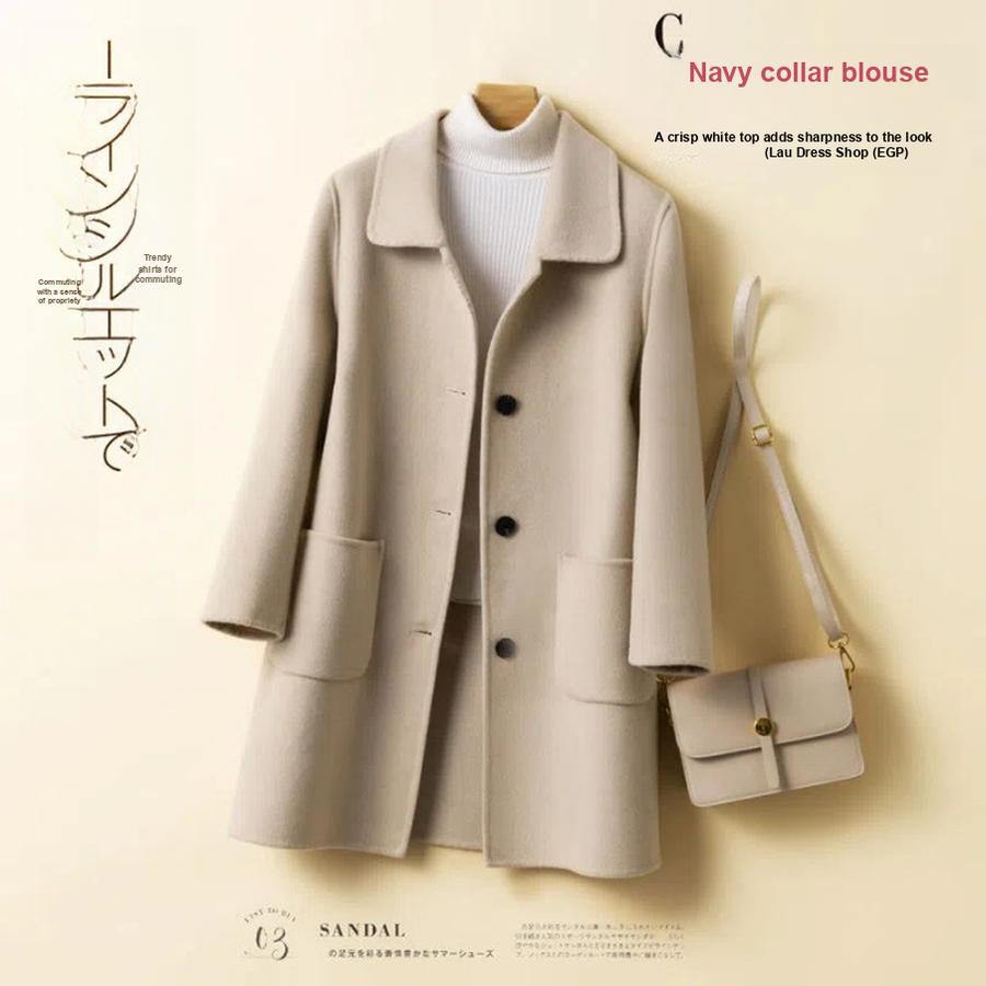 

Style Wool Coat for Women Autumn Winter Korean Style Camel Color Loose Fit 3XL абрикосовий