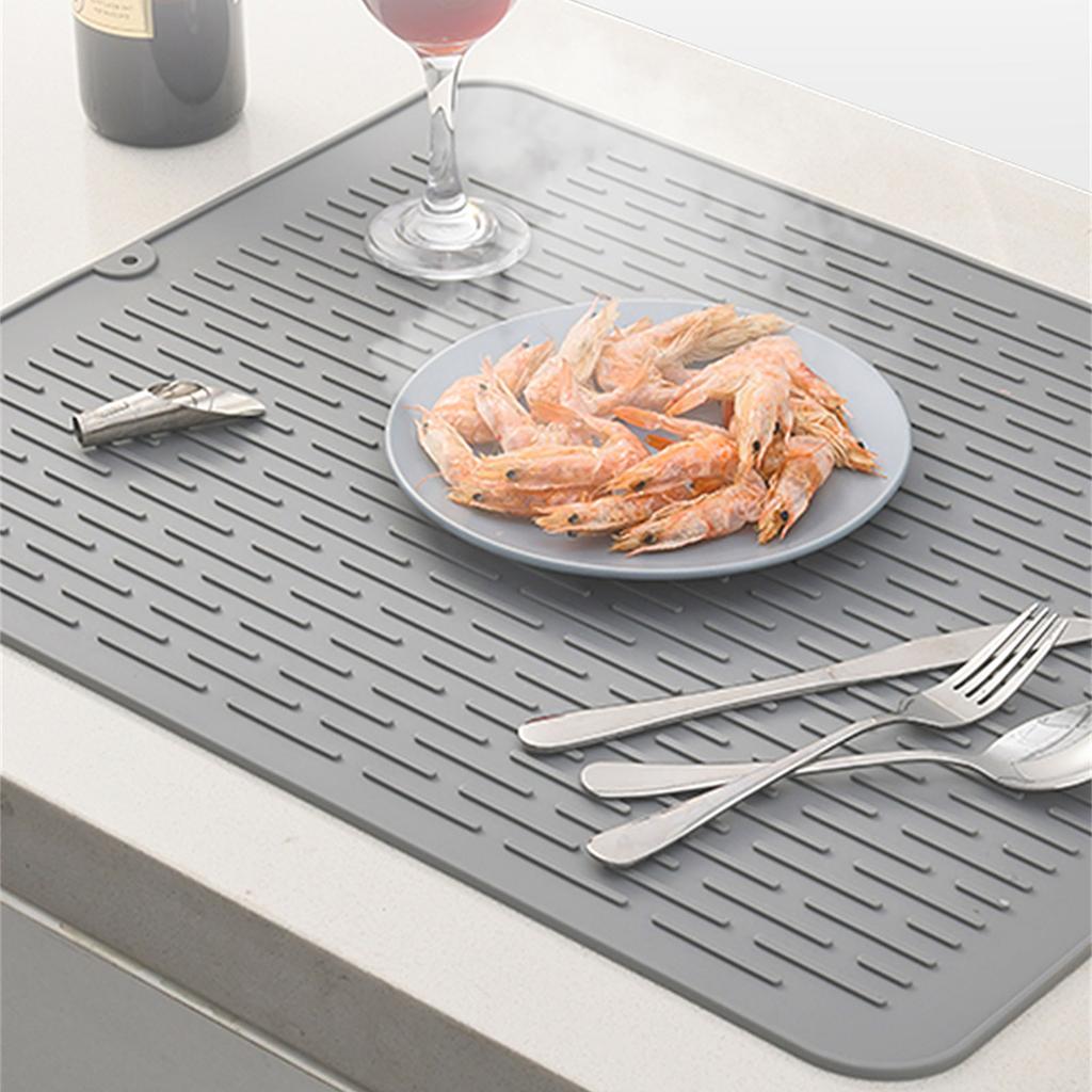 Heat Resistant Silicone Dish Draining Mat Easy to Use Silicone Dish Draining Mat Quick Drying and Heat Resistant Mat
