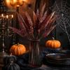 Decorative Plants for Office Desk Artificial Fall Flowers, Fake Eucalyptus Violet Silk Greenery Bouquet, Autumn Faux Floral Quirky Interior