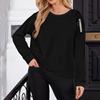 Women's Fashion Oversized Long-Sleeve Round Neck Pullover Solid Color Sweatshirt