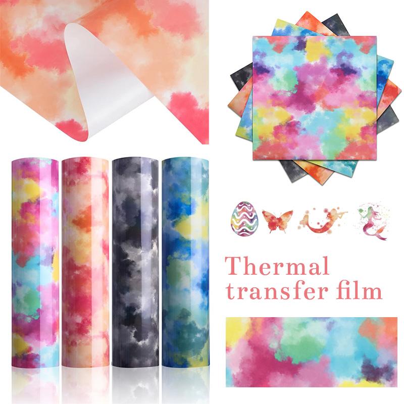 7Pcs Watercolor Tie Dye Iron On HTV Heat Transfer Vinyl Film For DIY Clothes Bag Make Sign Pattern Film For T-Shirts Garment