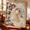 Holiday DIY Ornaments Christmas Faux Pearl Painting Kit, Santa Reindeer Art Relaxing Hobby Kits 3D Angel Wall Craft Kit for Adults, Festive Home Decor
