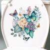 Creative Flower Butterfly Toilet Sticker Waterproof Self-Adhesive Removable Decal for Bathroom Toilet Lid Decor
