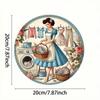 Chic Laundry Girl Metal Wall Art Round Painting Holiday Home Decoration