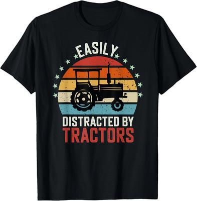Easily Distracted by Tractors Fun Farmer Farming Idea Gift Unisex T-Shirt