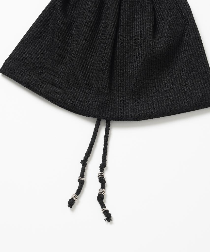 MILLO WOMEN Waffle String Beanie [Black]