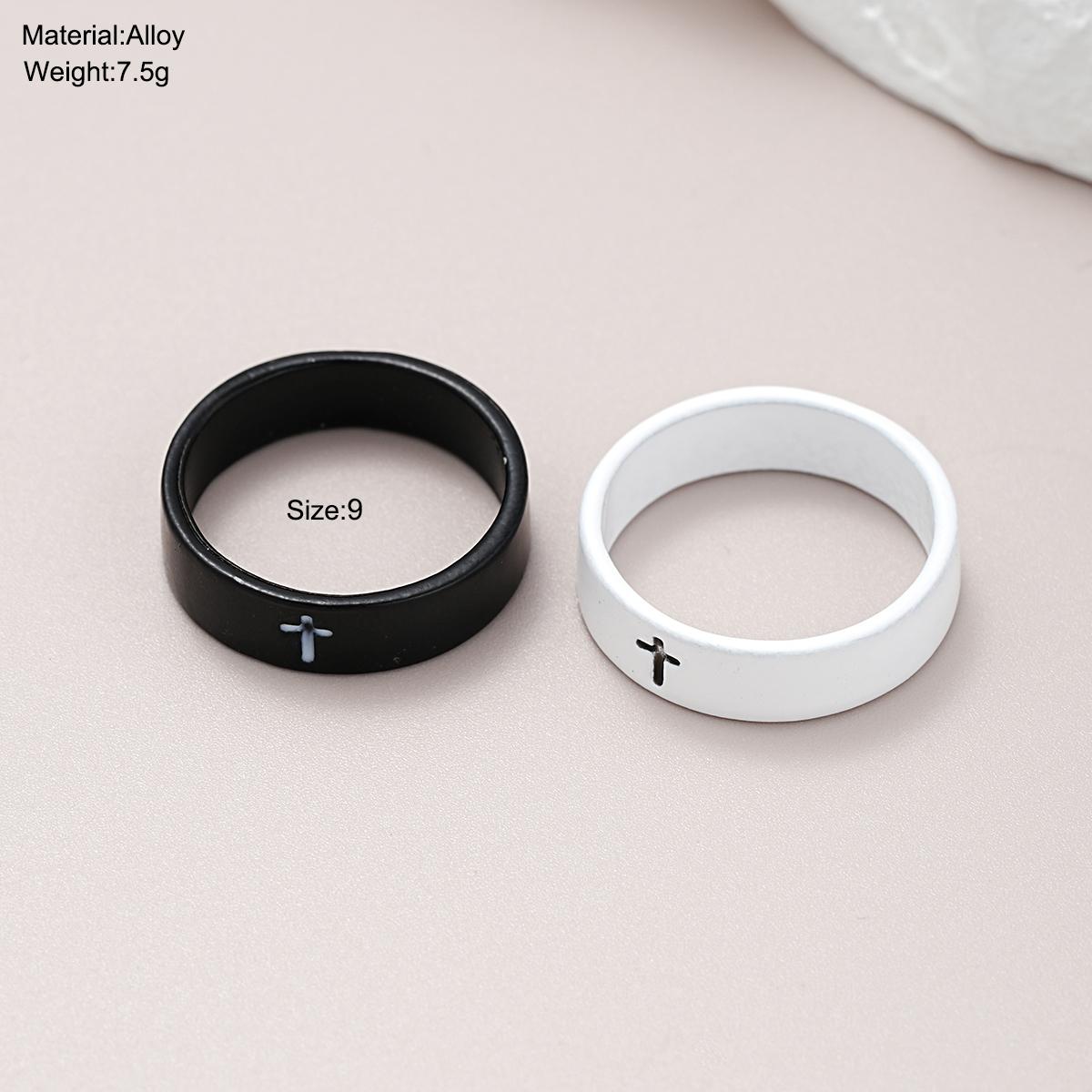

Модный черно-белый набор колец для пар с надписью «Бесконечность» для женщин и мужчин, простые стильные широкие кольца, ювелирные изделия, модные подарки для вечеринок