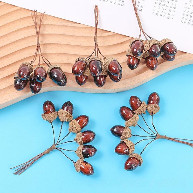 Artificial Mini Foam Fake Nuts Pine Cones 6Pcs Set for Christmas Wedding Tree Vegetable Berry Flowers Decor