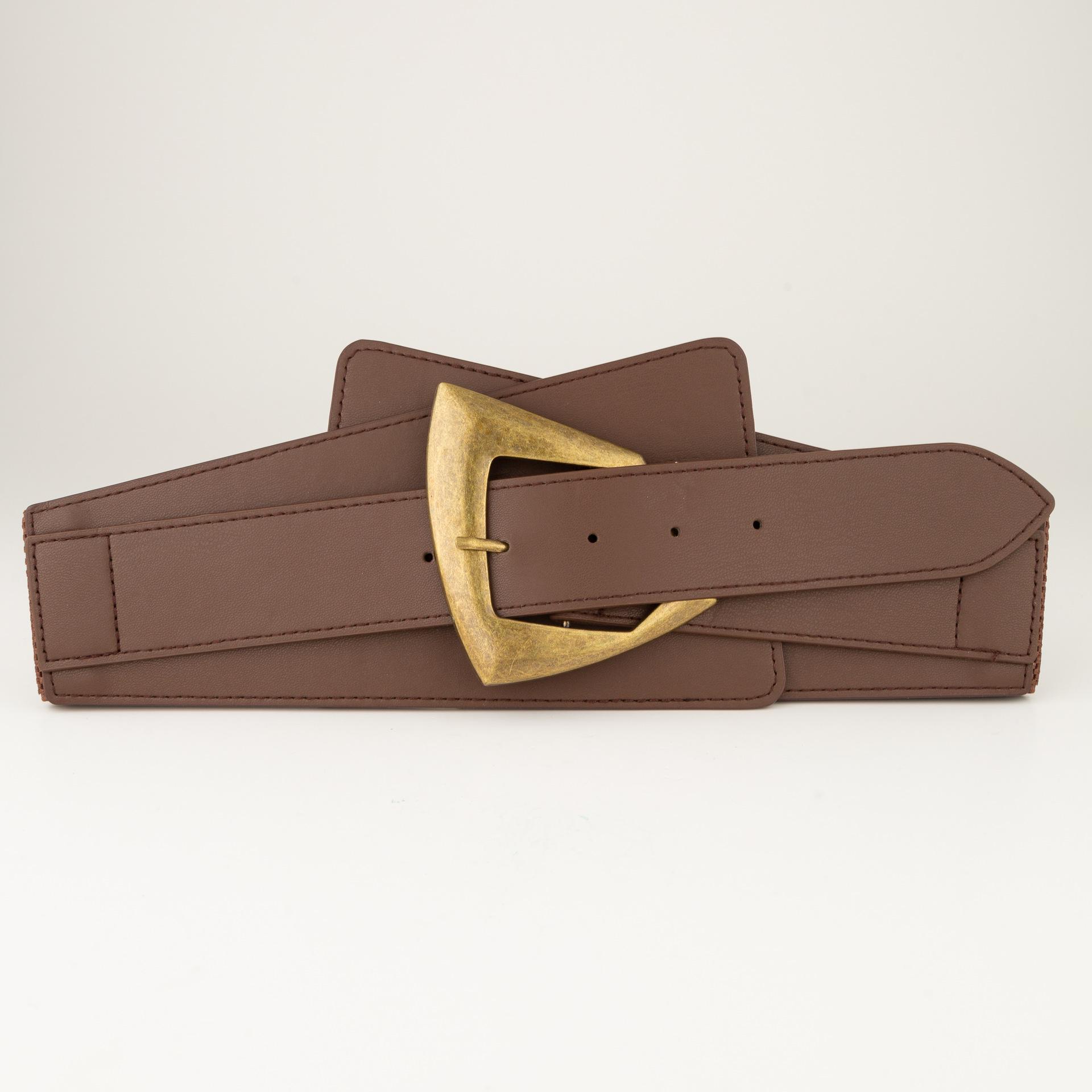 

Women s Black Retro Decorative Elastic Waist Leather Belt for Dresses, Coats, Sweaters, Shirts кавовий