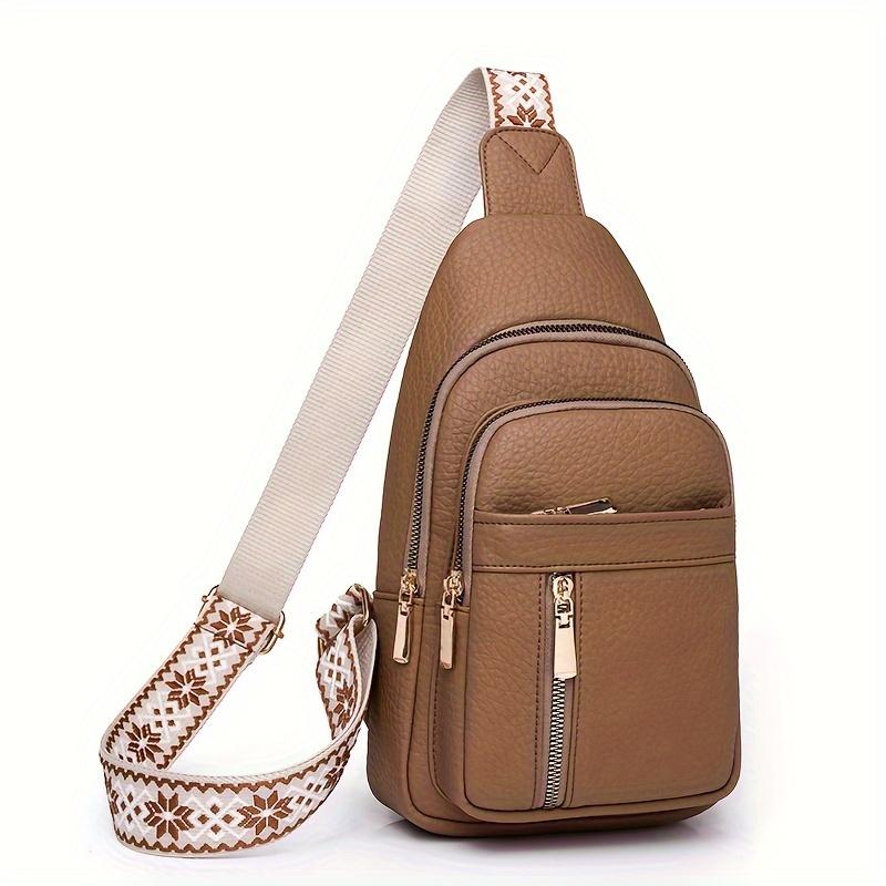Multifunctional Retro Chic PU Soft Leather Crossbody Bag Multiple Zippered Pockets Versatile for Leisure and Sports