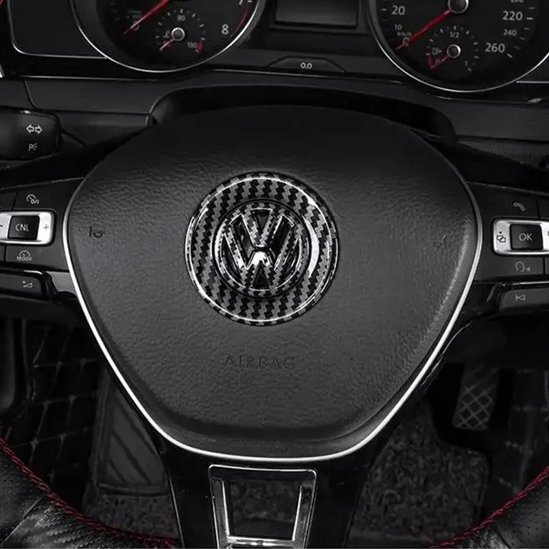 2026 Hot For VW VOLKSWAGEN Car Carbon fiber pattern Logo Steering Wheel Decoration Sticker For VW GTI Polo Golf MK6 MK7 MK8 Pass