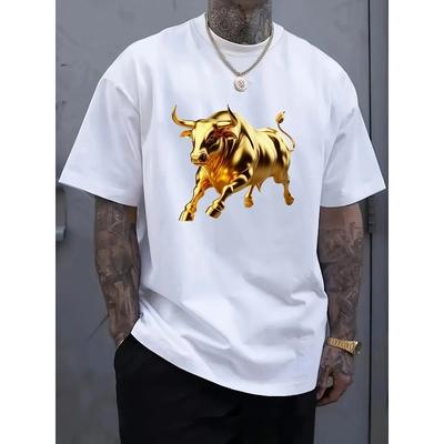 Taglie europee T-shirt casual da uomo alla moda taglia grande aspetto retrò, stampa con motivo audace lavabile in lavatrice regalo per le vacanze