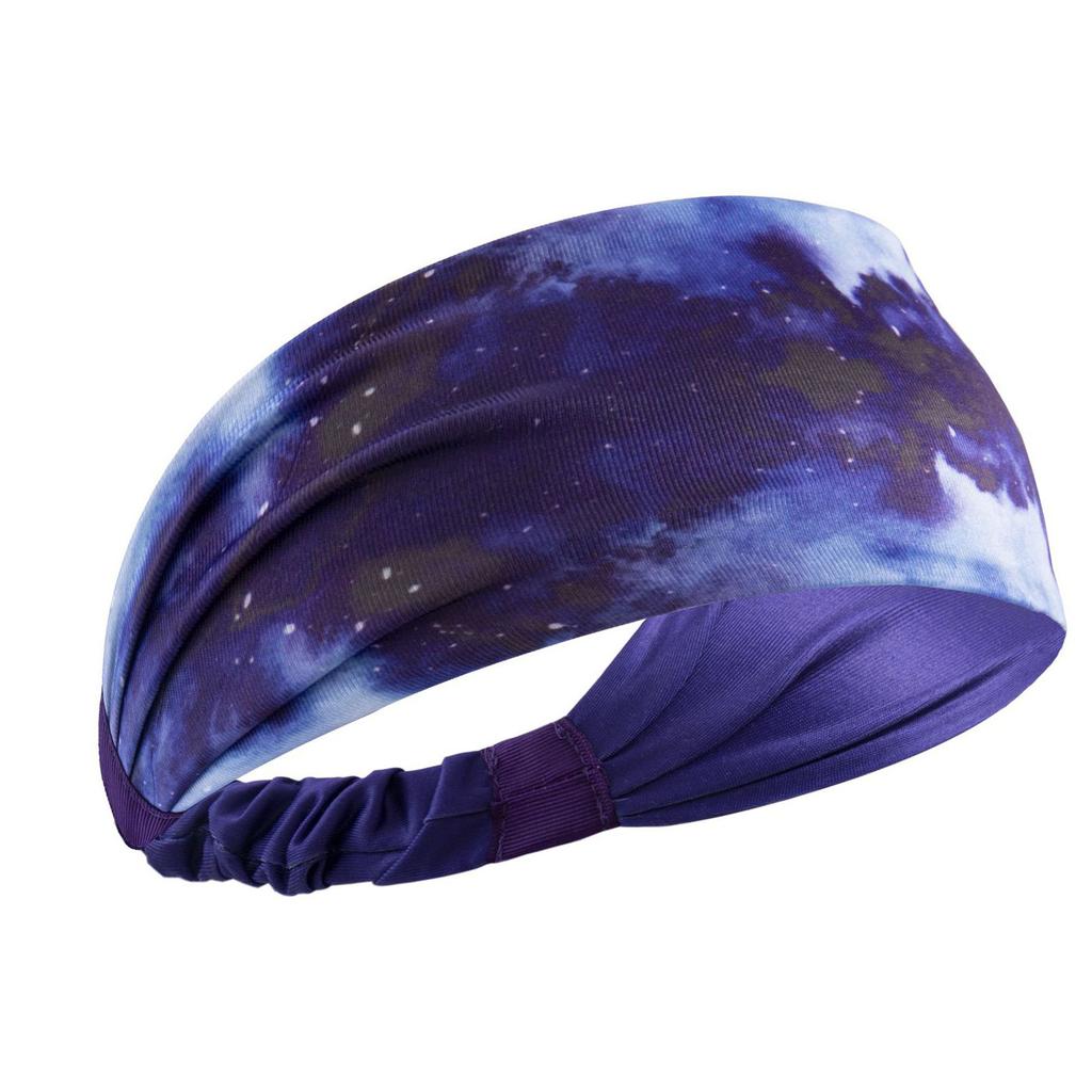 Yoga Workout Head Band Fashionable Tie Dye Sweat Absorption Wide Headband for Fitness Running Cycling Blue