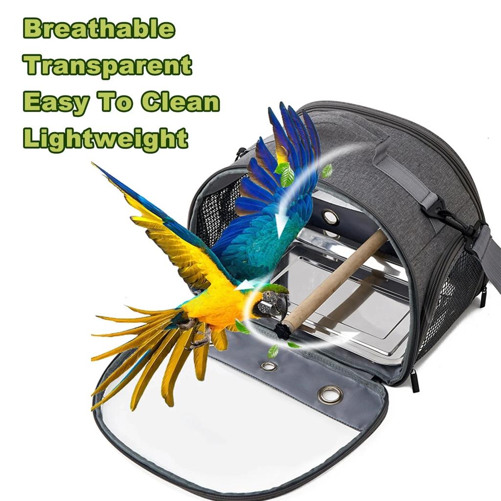Portable Parrot Carrier Bird Backpack with Perch & Side Window Foldable Small Pet Travel Cage Practical Bird Supplies for Trips