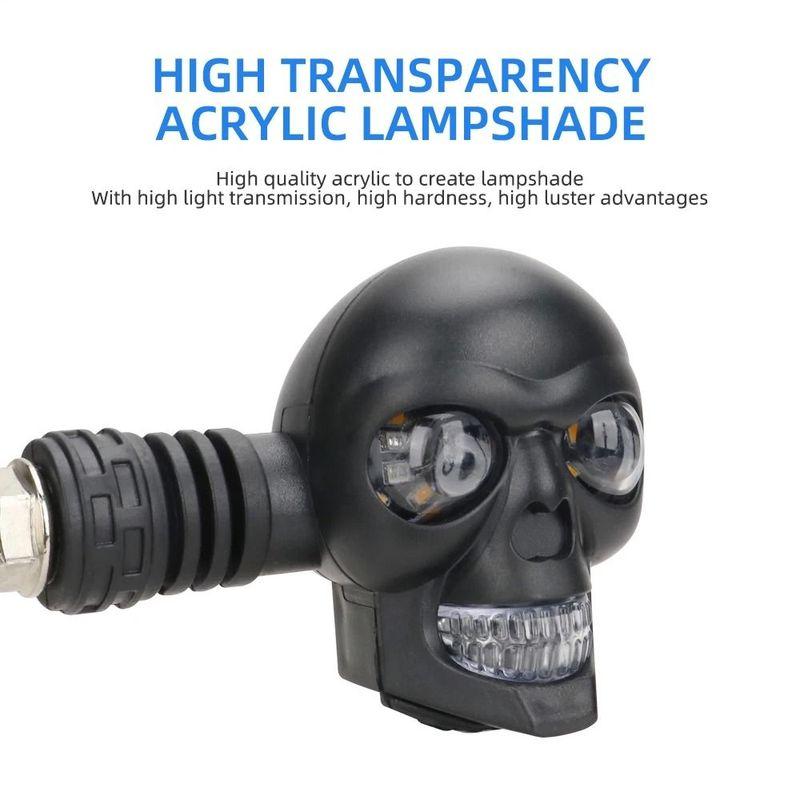 2Pcs Universal Fit Motorcycle Turn Signal Lights Dual Color Light Skull Shape Motorcycle Indicator Lamp DC 12V Easy Installation