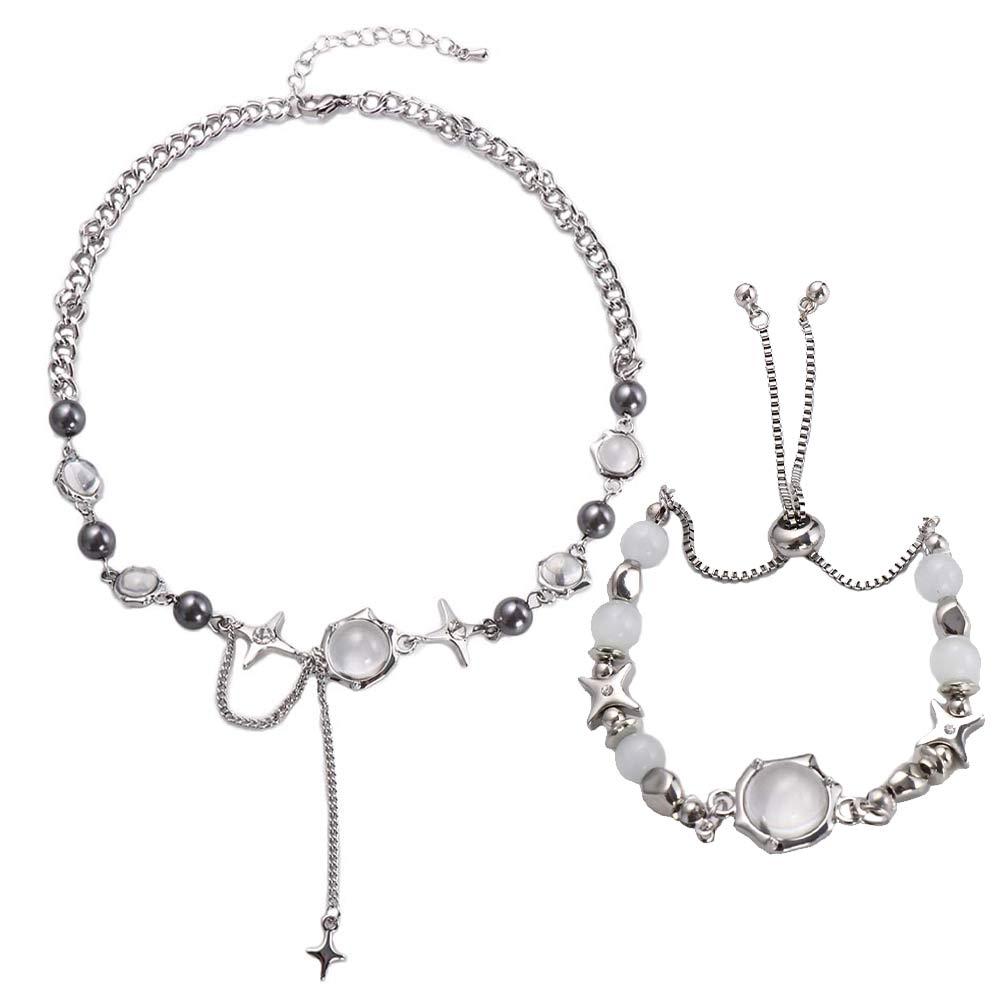 Pendant Korean Style Choker Women Jewelry Accessories Exquisite Star Necklace Moon Stone Bracelet