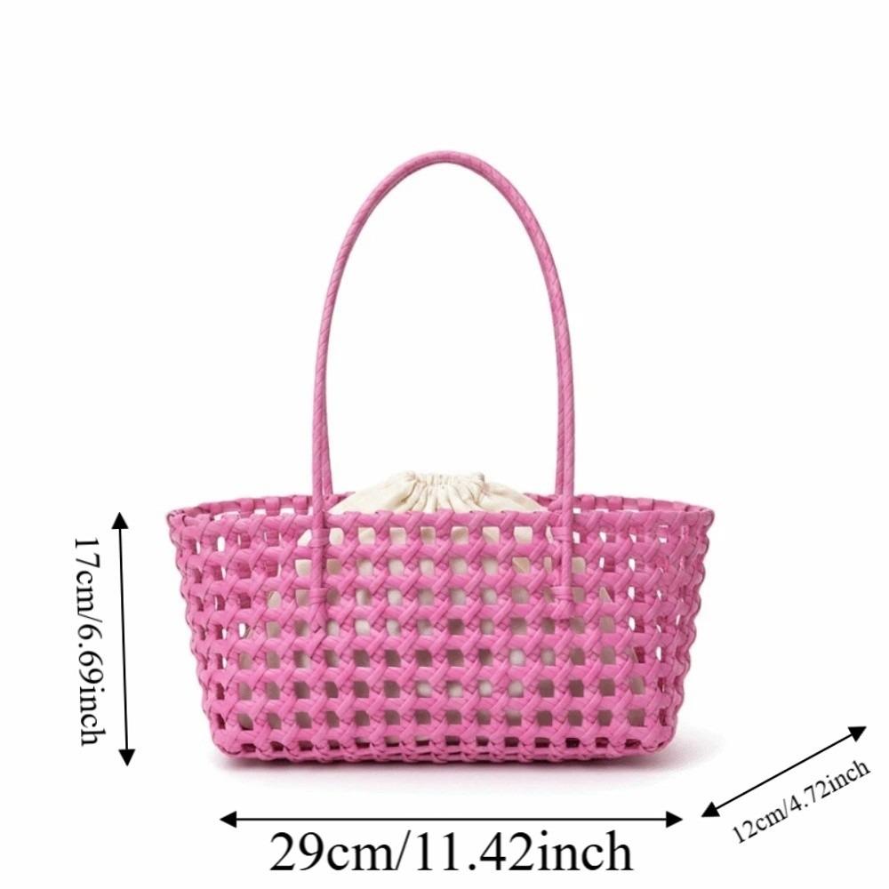 Large Capacity Hollow Out Tote Lightweight Handmade Handbag Woven Basket Bag  Poolside Picnic