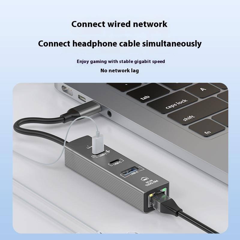 4 In 1 Gigabit Ethernet Adapter 1000 Mbps LAN USB 3.0 Data Transfer PD 100W Charging Type C Hub